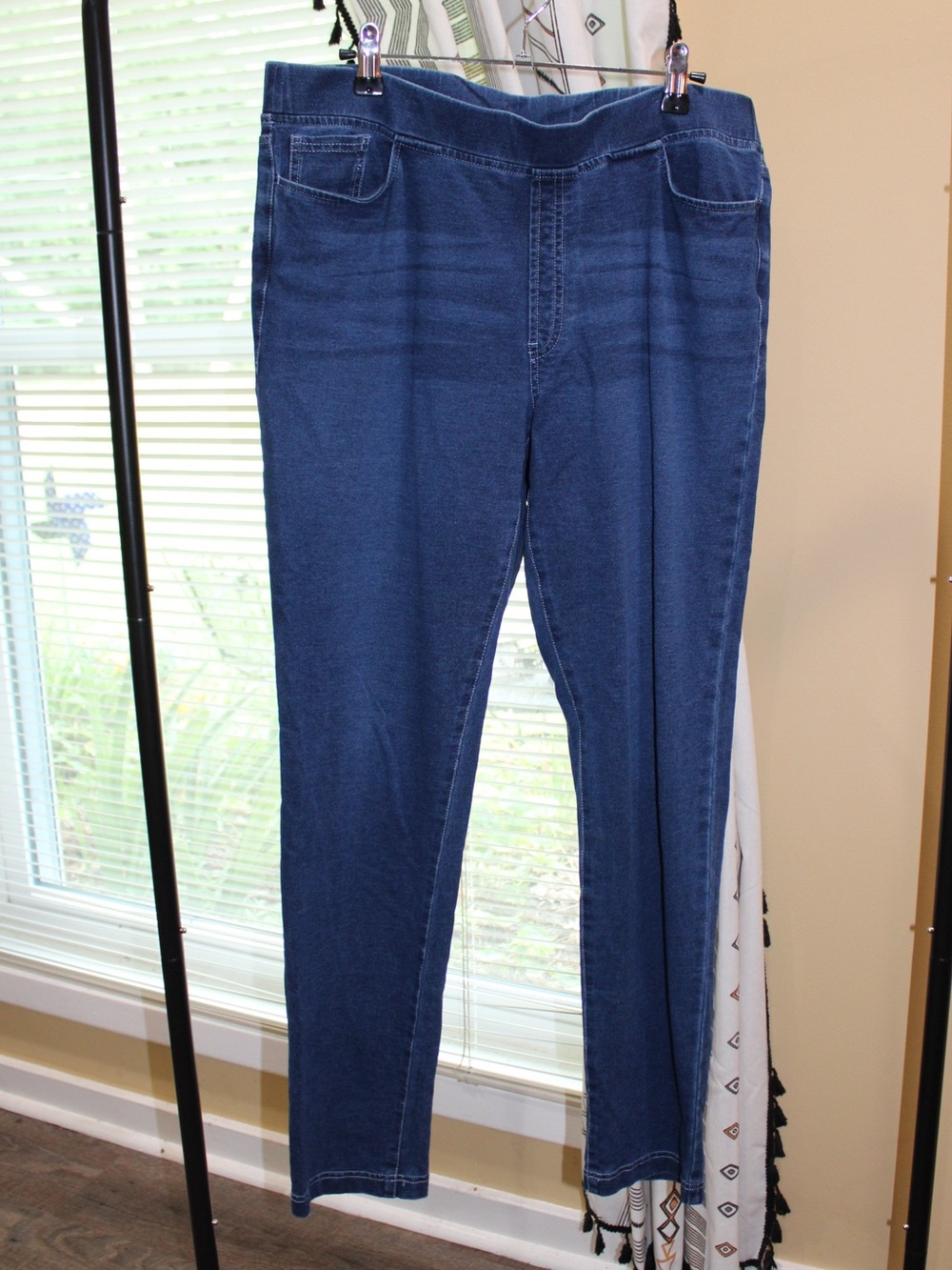 Pure Jill Indigo Knit Pull-On Jeggings Size Medium Dark Wash Slim Leg